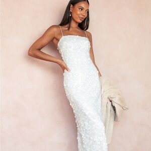 Petal & Pup Strapless White Sequin Dress